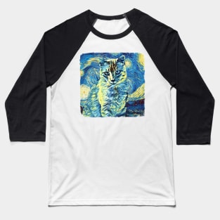 Furry Cat Van Gogh Style Baseball T-Shirt